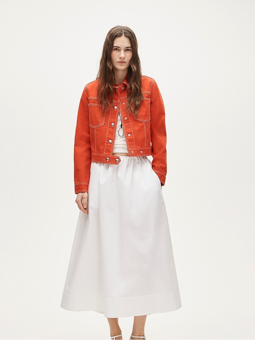 J crew Pull-on midi skirt in cotton poplin